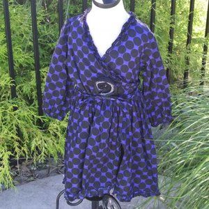 Cupcakes & Pasteries BLUEBERRY PURPLE WRAP DRESS Polka Dots Ruffles